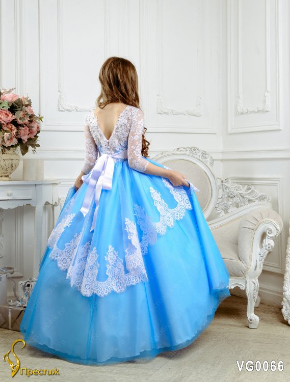 Платье праздничное TRINITY bride арт.VG0066 белый-голубой