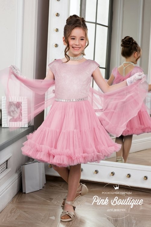 Платье праздничное "Шарман" арт.251 розовая пудра