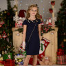 Платье "Эшли" Lila Style в комплекте: сумочка, перчатки, ободок, цвет синий арт.LS-049