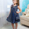Платье плиссе "Русалина" в комплекте: сумочка, ободок арт.00200 синий-галакси