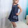Платье плиссе "Русалина" в комплекте: сумочка, ободок арт.00200 синий-галакси