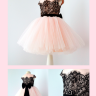 Праздничное платье "Александра" розовое с черным кружевом арт.2023