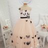 Платье бальное с 3D бабочками "Эмилия" арт.0158 пудра