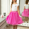 Платье в горох "Элли" (Б2) в стиле стиляги арт.027 розовый/бел.горох/розовый