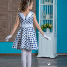 Платье в горох "Дебора" (Б2) в стиле стиляги арт.028 белый/синий горох