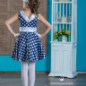 Платье в горох "Дебора" (Б2) в стиле стиляги арт.028 синий/белый горох