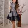 Платье "Юниса" в комплекте: ободок,сумочка, брошь. арт.369. синий