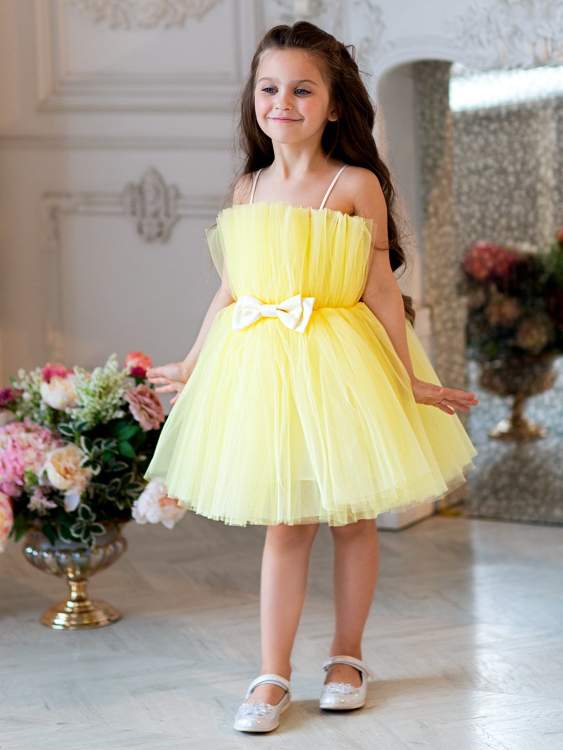 Платье праздничное Pink Marie "Лавиния" без шлейфа арт.2121 лимонный