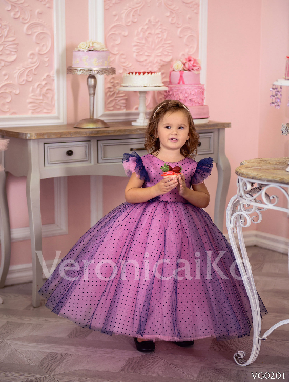 Платье праздничное VERONICA арт.VG0201 синий/розовый