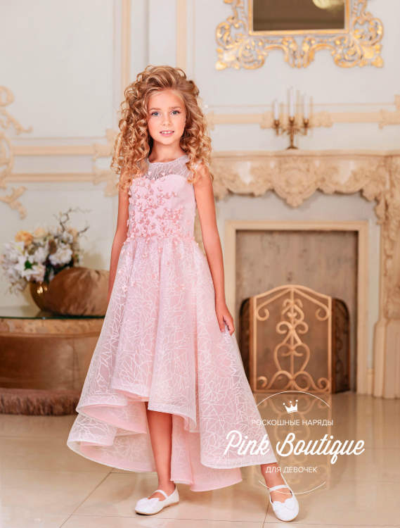 Платье праздничное со шлейфом "Эрика" арт.0268 нежно-розовый