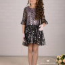 Платье "Элис" в комплекте: сумочка, ободок арт.1026 пудра/черный