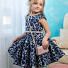 Платье жаккардовое "Бабочки" в комплекте сумочка, ободок, пояс арт.LS-0320 синий