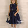 Платье в рэтро стиле "Твигги" в комплекте сумочка, ободок, подъюбник, пояс арт.LS-0420 т.синий