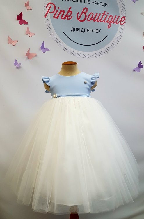 Платье+заколка для малышки Beggi "Ангелочек" с крылышками арт. В-264 голубое