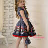  Платье в рэтро стиле "Блис" в комплекте сумочка, ободок, пояс арт.LS-0520 синий/красный