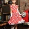 Платье Lila Style "Одри" в ретро-стиле "Стиляги" арт.LS-080 красный/белый горох/белый