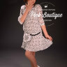 Платье "Эмили" белое с принтом, в комплекте: перчатки, сумочка, арт. LS-064
