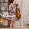 Платье "Мирэль" в комплекте: перчатки, обод, пояс, персиковый в горошек арт.LS-052