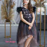 Платье с ассиметричной юбкой LULU "Рита" арт.00123 черная пудра