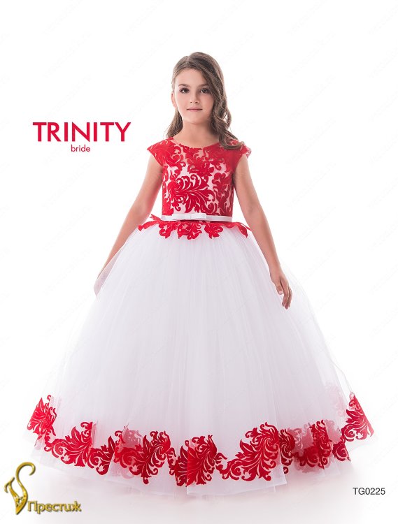Платье бальное TRINITY bride арт.TG0225 белый-красный