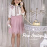 Платье "Хейли" в комплекте: жакет, сумочка, ободок, пояс, брошь арт.00115 пудра/молочный 