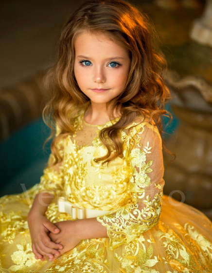 Детские желтые платья для девочек
