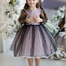 Платье для девочки с рукавом Pink Marie "Алисия" арт. 0221 черный/пудра