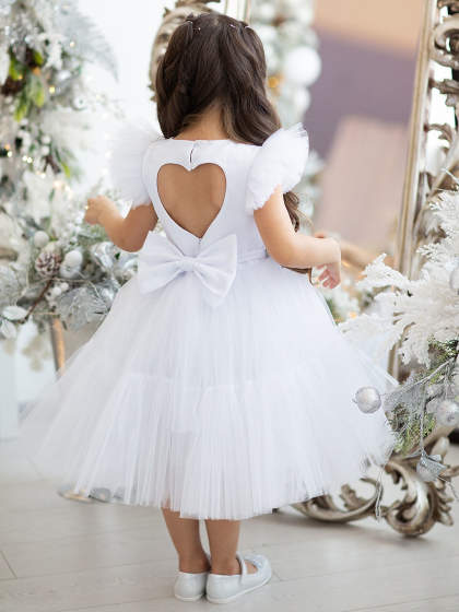  Платье праздничное для девочки Pink Marie "Снежана" арт. 1421 белый