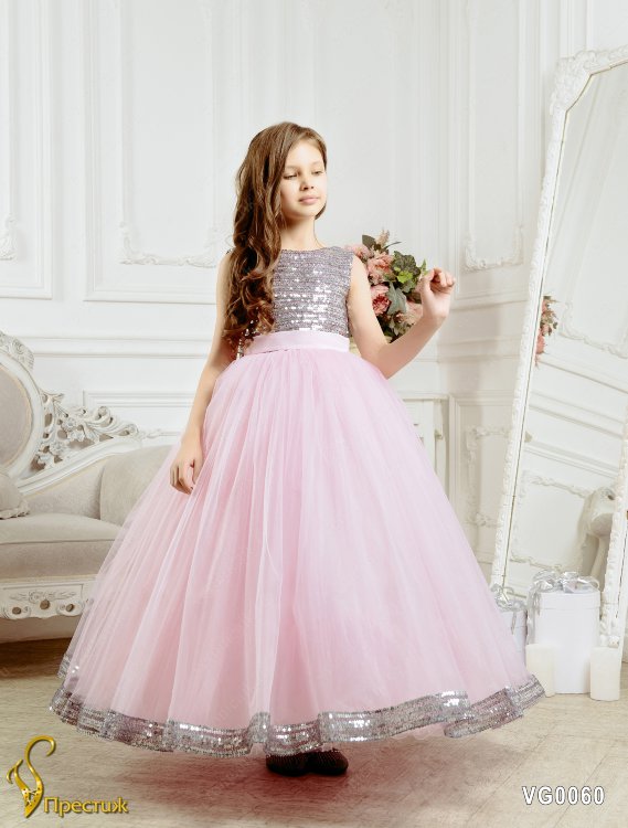  Платье бальное TRINITY bride арт.VG0060 розовый-серебристый