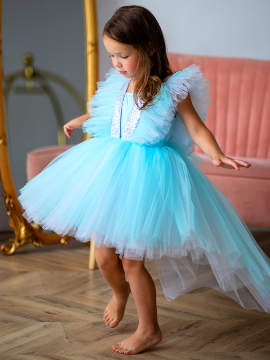  Платье праздничное для девочки Pink Marie "Аврора" арт. 1021 голубой