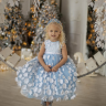 Платье праздничное с 3D цветами "Мари" арт.0141 голубой