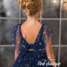 Платье бальное "Венера" арт.0306 синий-золотистый