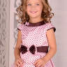 Платье в ретро стиле "Луиза" в комплекте сьемный подьюбник, сумочка, перчатки, ободок арт.170321/розовый-коричневый