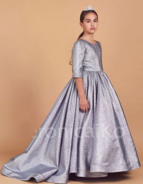 Платье бальное со шлейфом "Катрин" арт.0242 серебристый