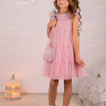 Платье "Юниса" в комплекте: ободок,сумочка, брошь арт.369 розовый блеск