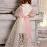 Платье "Роксана" в комплекте: сумочка, брошь, ободок арт.345 молочный