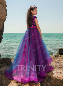 Платье бальное со шлейфом TRINITY bride арт.TG0415 малиновый-синий