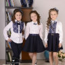 Блузка школьная "Ева" арт.00166 белая/кружево синее