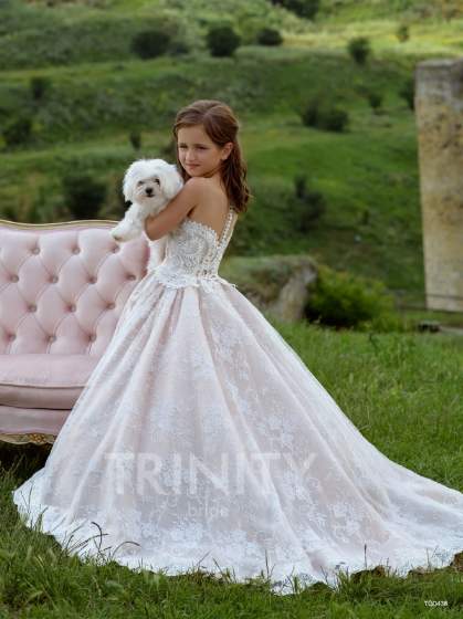 Платье бальное со шлейфом TRINITY bride арт.TG0438 молочный-пудра