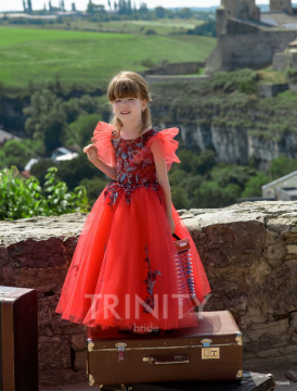 Платье бальное с вышивкой "Джулия" арт.0459 красное