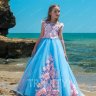 Платье бальное со шлейфом TRINITY bride арт.TG0383 голубой-розовый