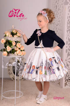 Платье "Шерил" Lila Style в комплекте: болеро, сумочка, перчатки, ободок, цвет синий арт.LS-049