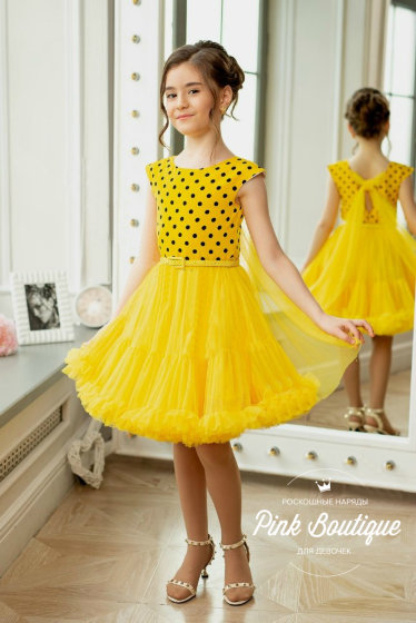 Платье в горох "Нэнси" в стиле стиляги арт.2051 желтое