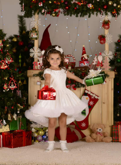 Платье Lila Style "Снежинка Лулу" в комплекте: сумочка, ободок, белый арт.LS-051
