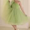 Платье прадничное для девочки на одно плечо "Фантазия" арт.1604LS зеленое яблоко