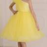  Платье прадничное для девочки на одно плечо "Фантазия" арт.1604LS лимонный крем