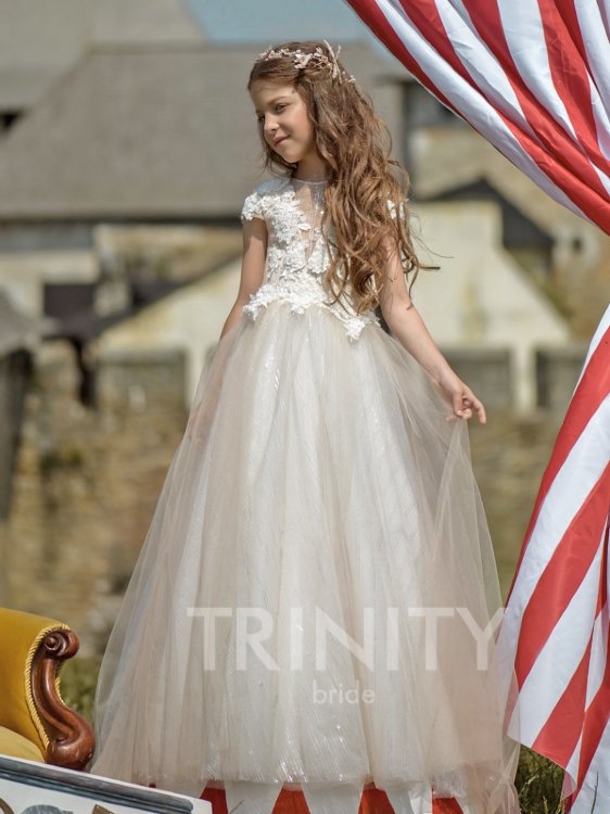 Платье бальное со шлейфом TRINITY bride арт.TG0437 молочный/капучино
