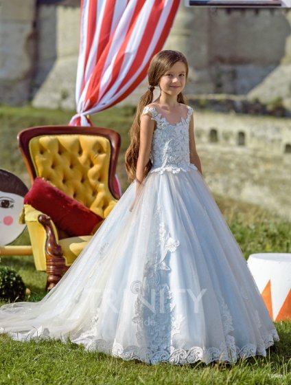 Платье бальное со шлейфом TRINITY bride арт.TG0423 голубой/капучино