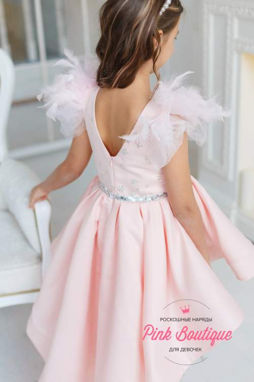 Платье праздничное со шлейфом LULU "Лаура" арт.00196 розовое